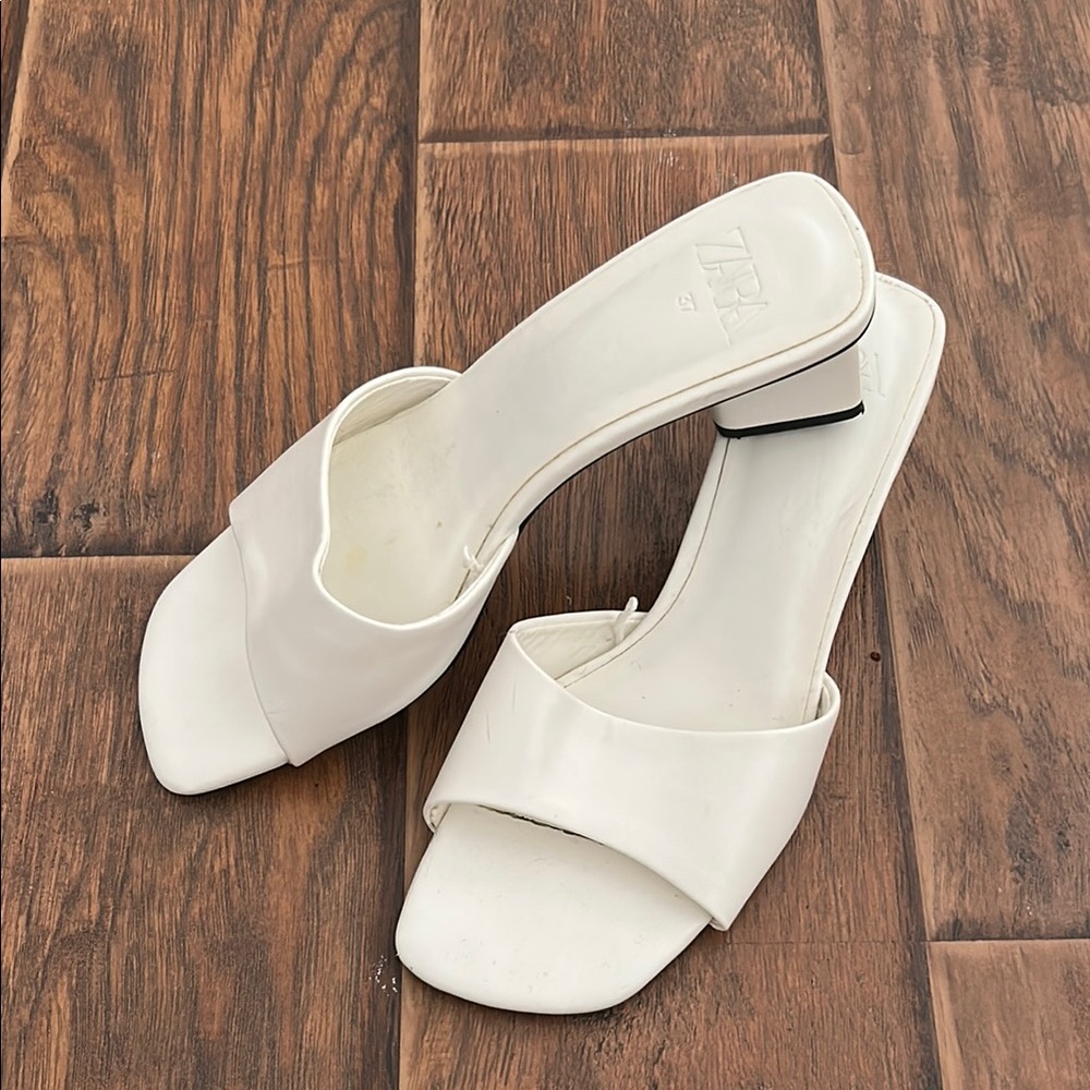 Zara White Women's Slide Sandals